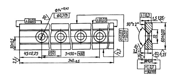 НД3316г Креслення ножа для ножниц гильотинных